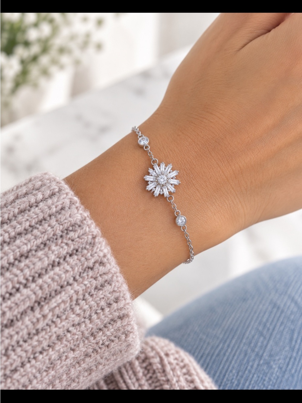 925 Sterling Silver CZ Bracelet NEW